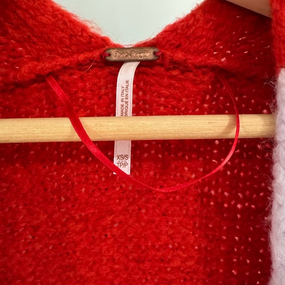 Free People Red and White Striped Cardigan Sweater - Picture 3 of 4